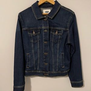 Womens Old Navy Dark Wash Denim Jacket Jean Button Front Large